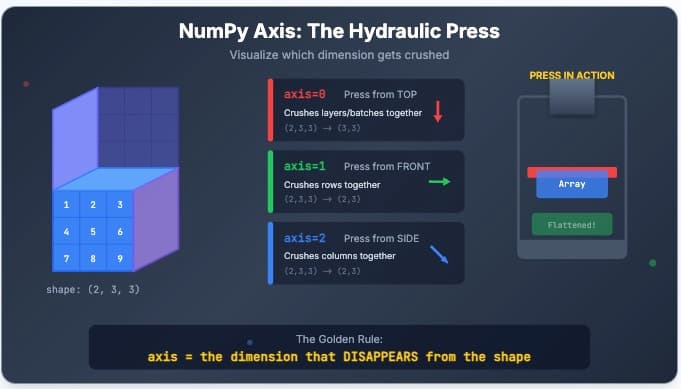 NumPy Axis: Watch a Hydraulic Press Crush a 3D Array